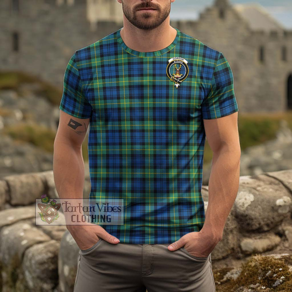 Gordon Ancient Tartan Cotton T-Shirt with Family Crest Men's Shirt - Tartanvibesclothing Shop