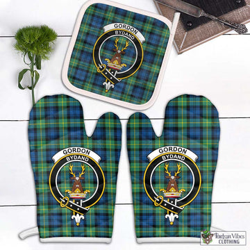 Gordon Ancient Tartan Combo Oven Mitt & Pot-Holder with Family Crest