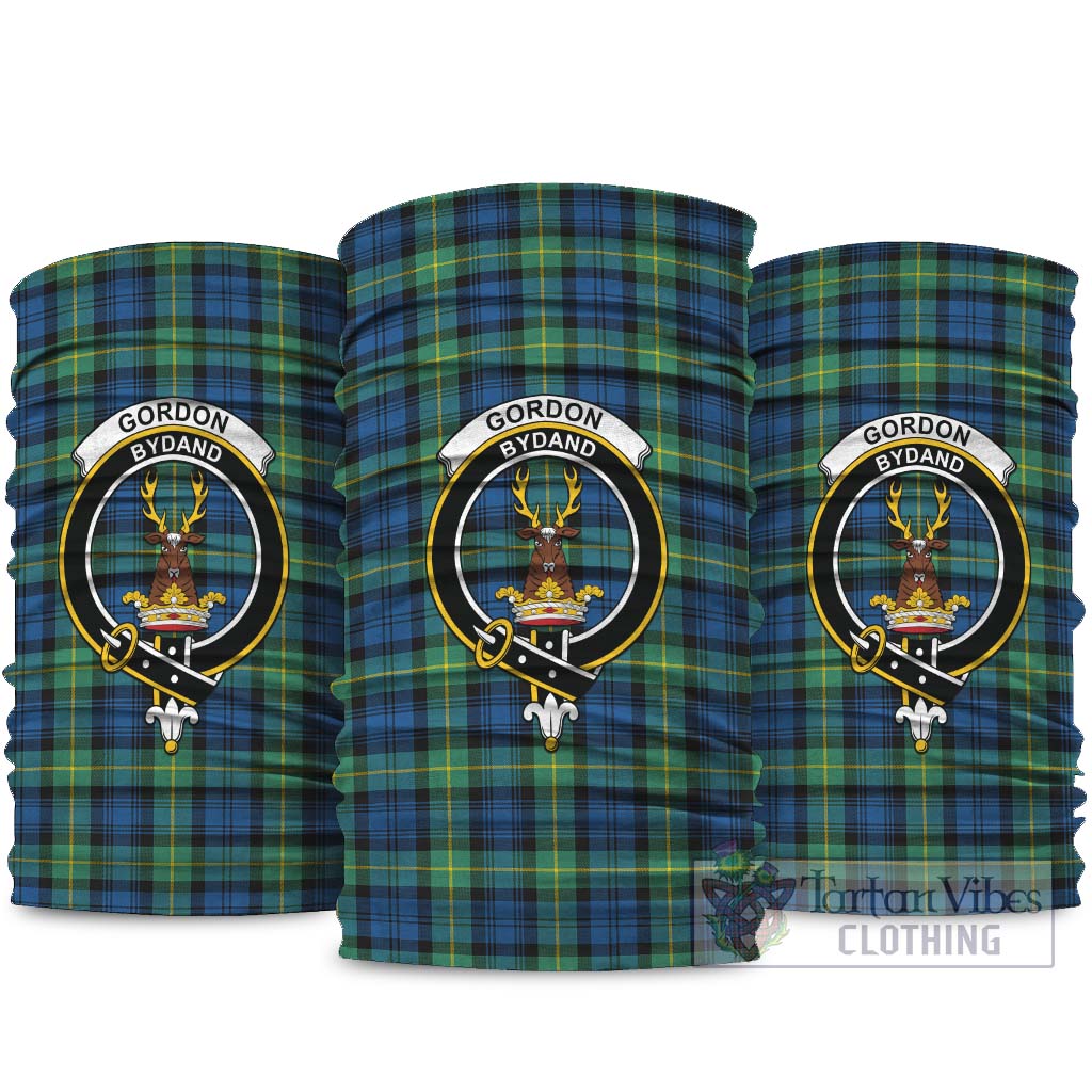 Gordon Ancient Tartan Neck Gaiters, Tartan Bandanas, Tartan Head Band with Family Crest