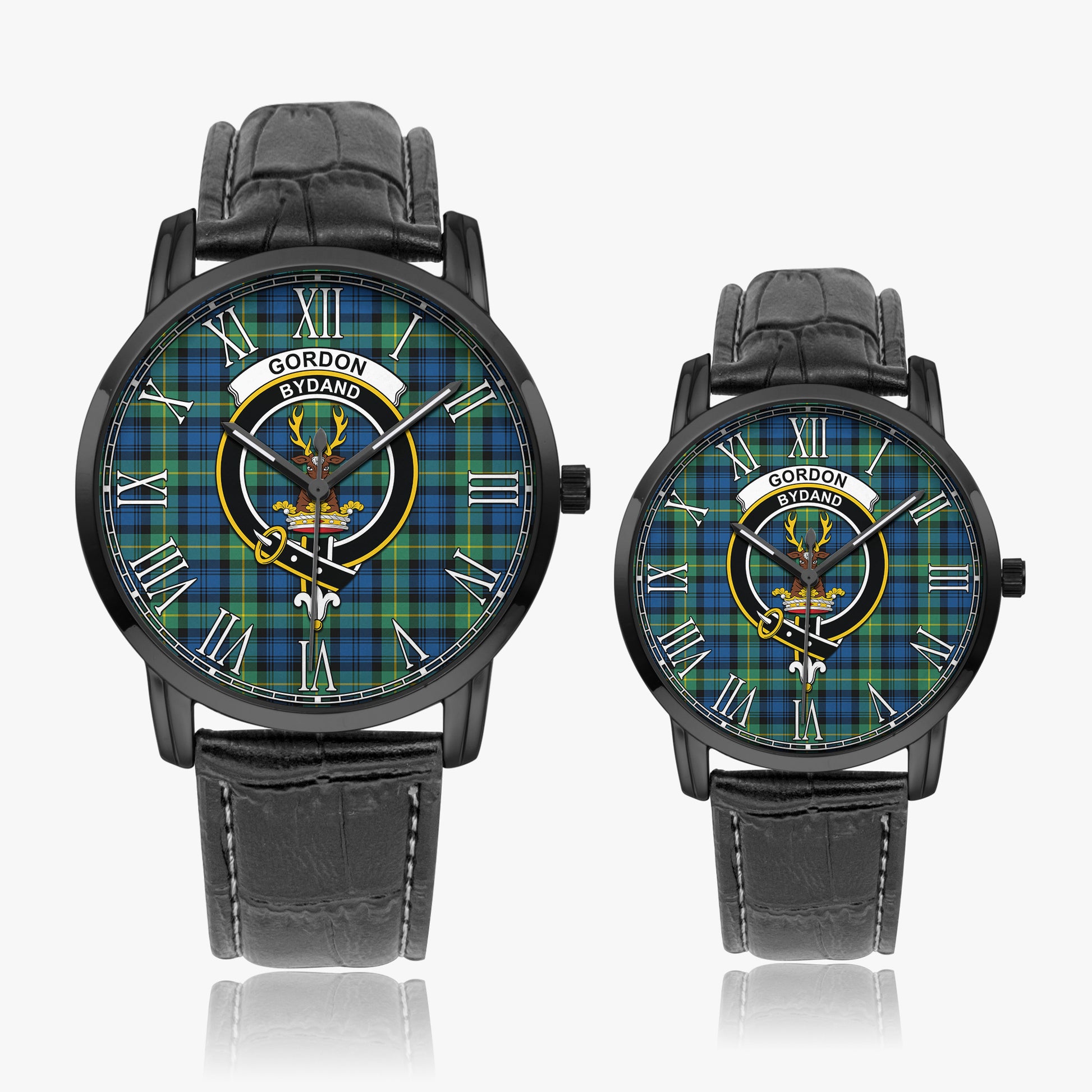 Gordon Ancient Tartan Family Crest Leather Strap Quartz Watch - Tartanvibesclothing