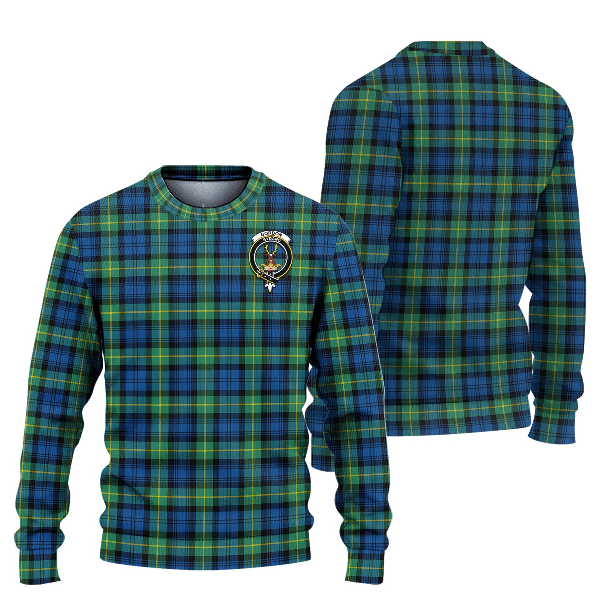 Gordon Ancient Tartan Knitted Sweater with Family Crest Unisex - Tartanvibesclothing