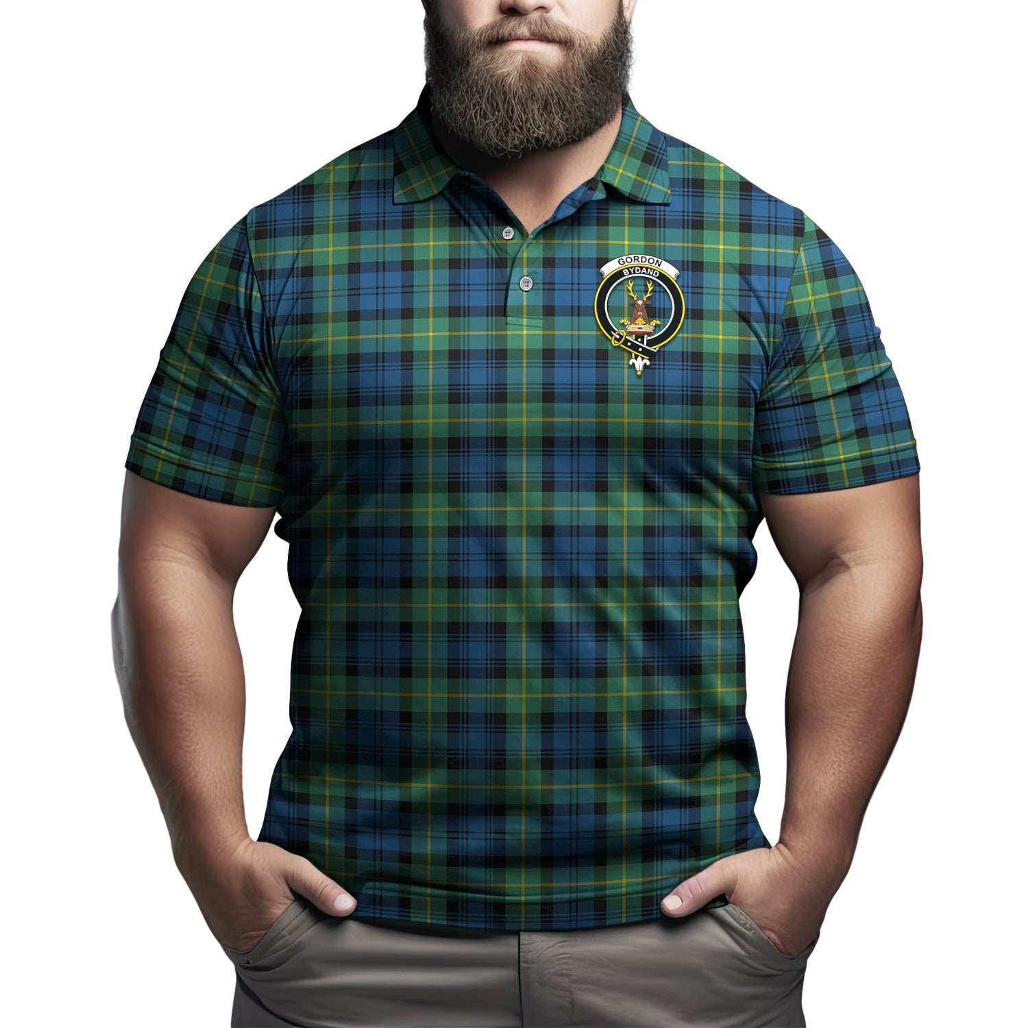 Gordon Ancient Tartan Men's Polo Shirt with Family Crest Kid - Tartan Vibes Clothing