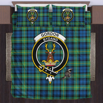 Gordon Ancient Tartan Bedding Set with Family Crest