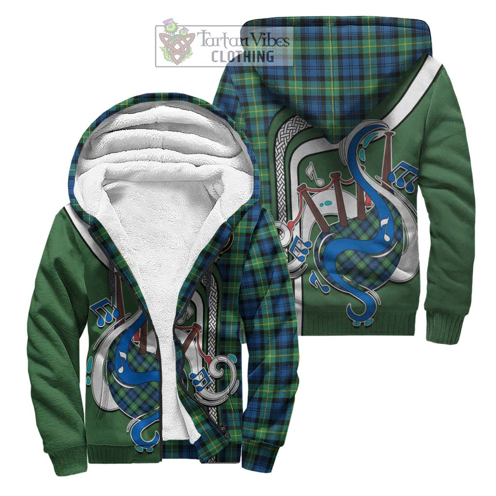 Gordon Ancient Tartan Sherpa Hoodie with Epic Bagpipe Style Unisex S - Tartanvibesclothing Shop