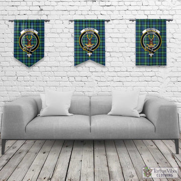 Gordon Ancient Tartan Gonfalon, Tartan Banner with Family Crest