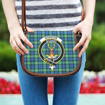 Gordon Ancient Tartan Saddle Bag with Family Crest