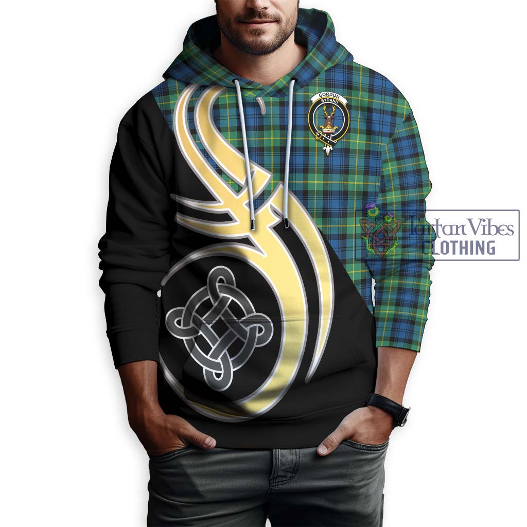 Gordon Ancient Tartan Hoodie with Family Crest and Celtic Symbol Style Zip Hoodie - Tartan Vibes Clothing