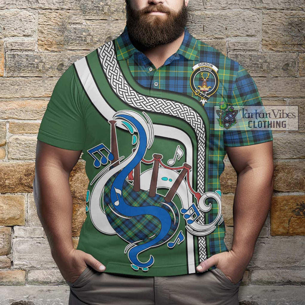 Tartan Vibes Clothing Gordon Ancient Tartan Polo Shirt with Epic Bagpipe Style