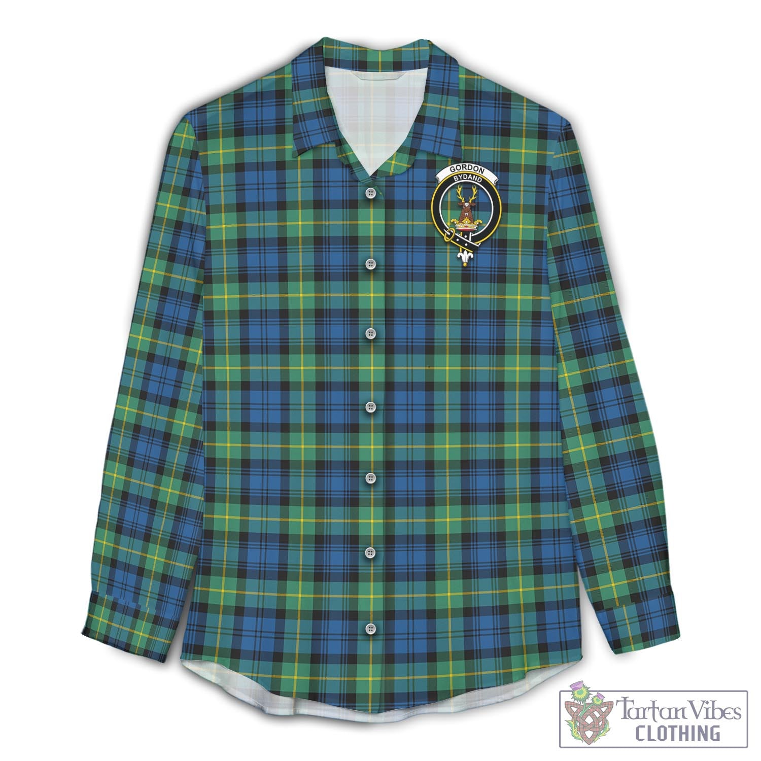 Tartan Vibes Clothing Gordon Ancient Tartan Womens Casual Shirt with Family Crest