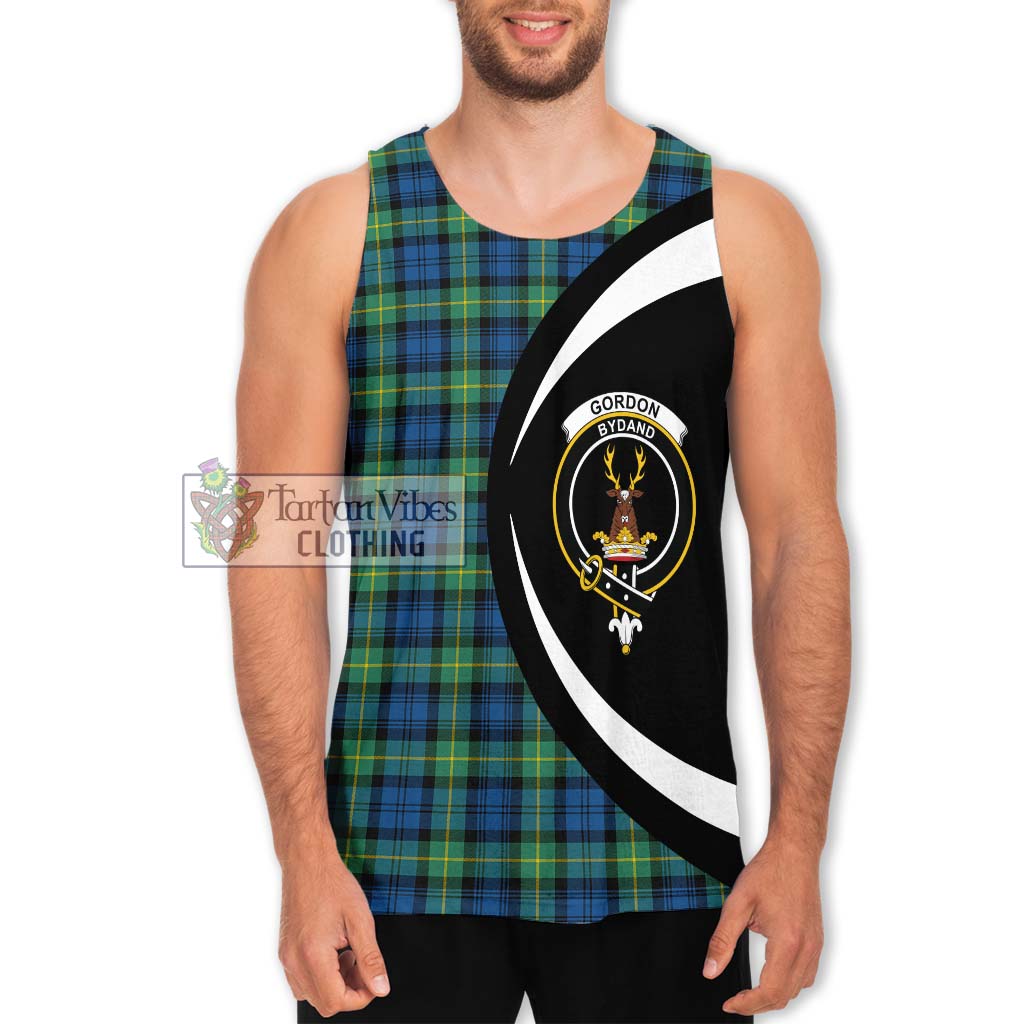 Gordon Ancient Tartan Men's Tank Top with Family Crest Circle Style Men - Tartan Vibes Clothing