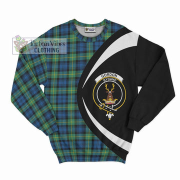 Gordon Ancient Tartan Sweatshirt with Family Crest Circle Style