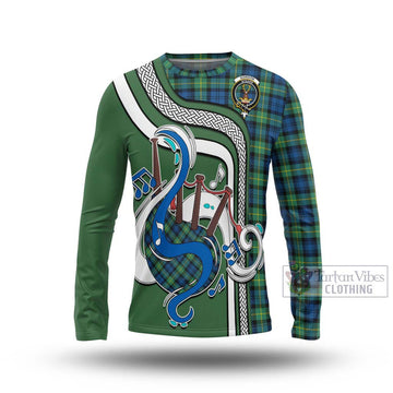 Gordon Ancient Tartan Long Sleeve T-Shirt with Epic Bagpipe Style