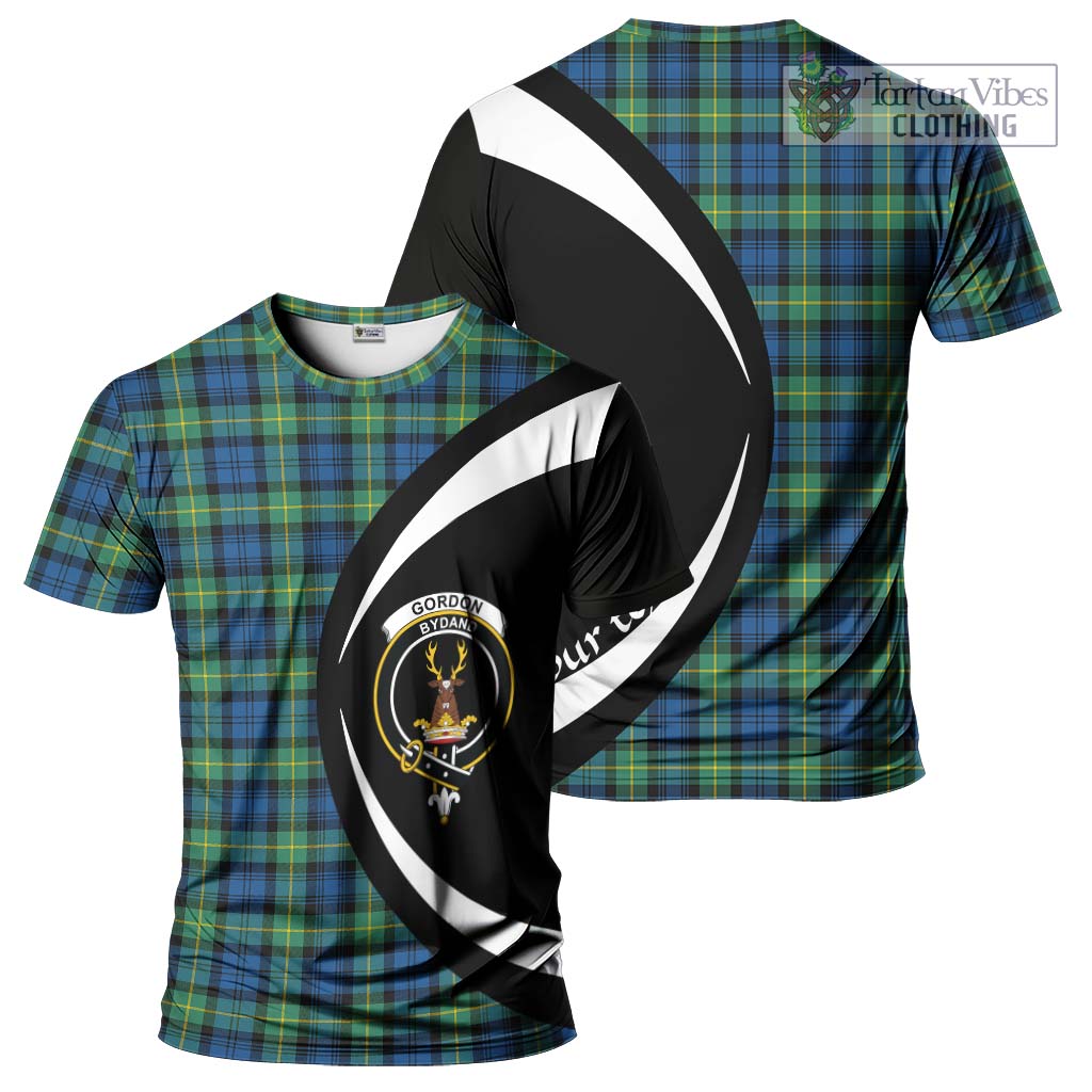 Tartan Vibes Clothing Gordon Ancient Tartan T-Shirt with Family Crest Circle Style