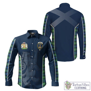 Gordon Ancient Tartan Long Sleeve Button Up Shirt with Family Crest and Lion Rampant Vibes Sport Style