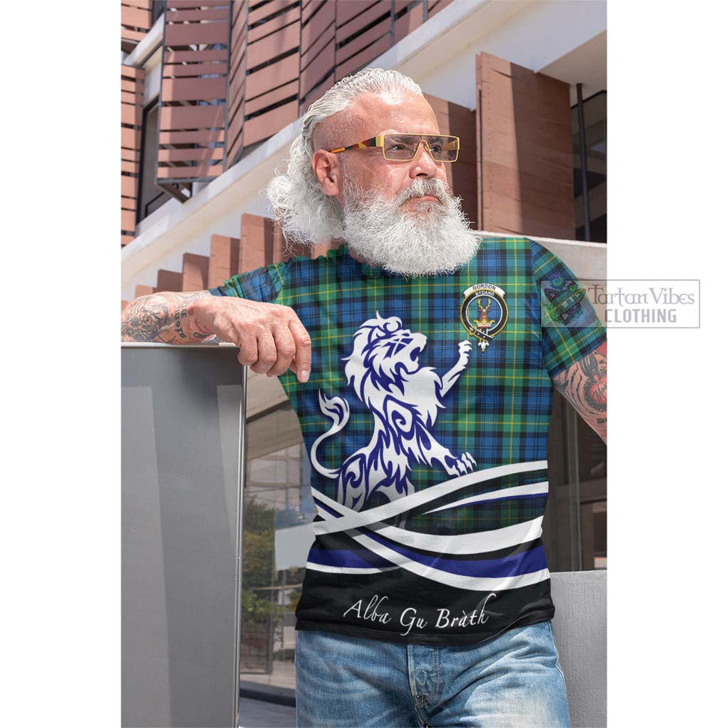 Tartan Vibes Clothing Gordon Ancient Tartan Cotton T-shirt with Alba Gu Brath Regal Lion Emblem