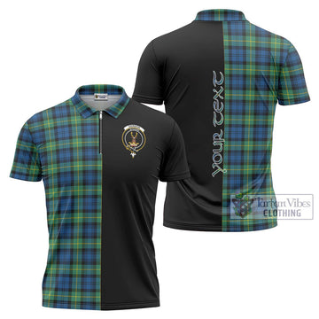 Gordon Ancient Tartan Zipper Polo Shirt with Family Crest and Half Of Me Style