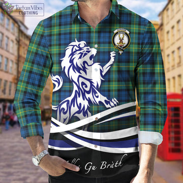 Gordon Ancient Tartan Long Sleeve Button Up Shirt with Alba Gu Brath Regal Lion Emblem