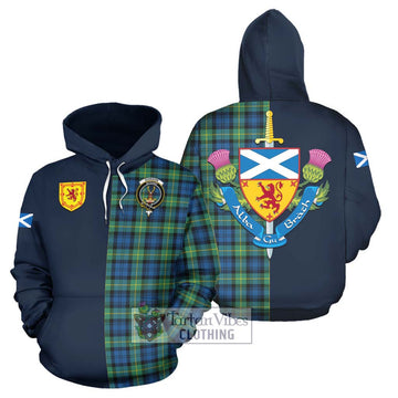 Gordon Ancient Tartan Hoodie Alba with Scottish Lion Royal Arm Half Style