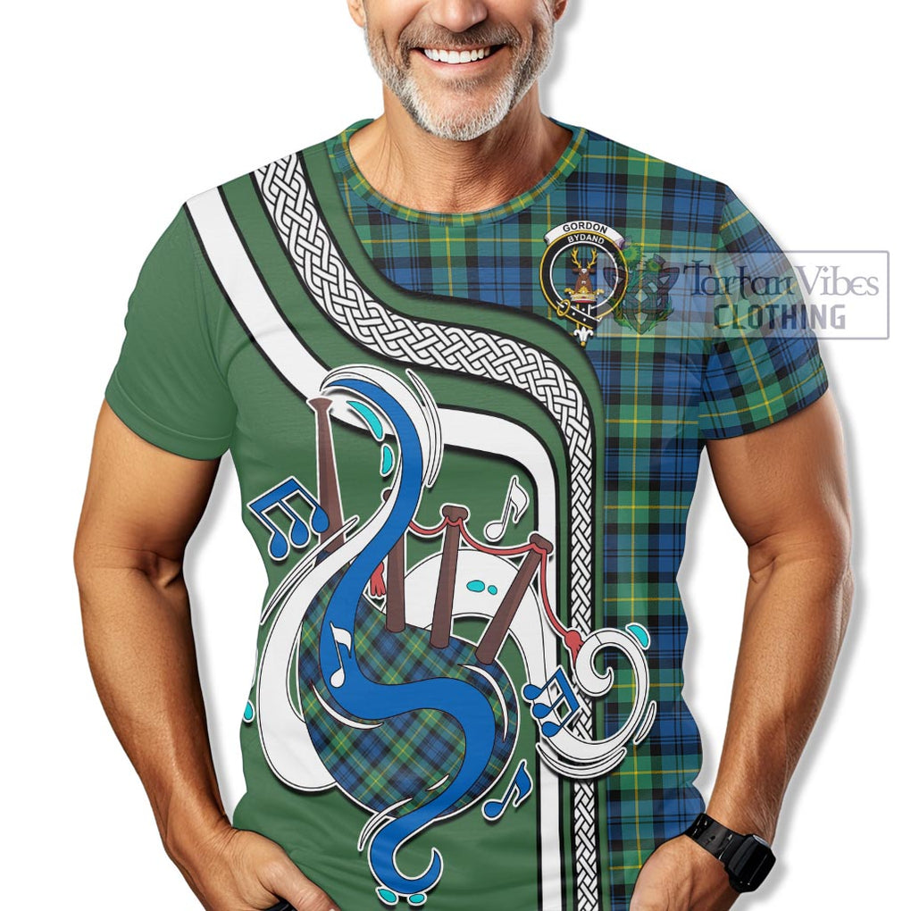 Gordon Ancient Tartan T-Shirt with Epic Bagpipe Style Kid's Shirt - Tartanvibesclothing Shop