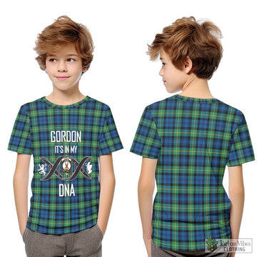 Gordon Ancient Tartan Kid T-Shirt with Family Crest DNA In Me Style