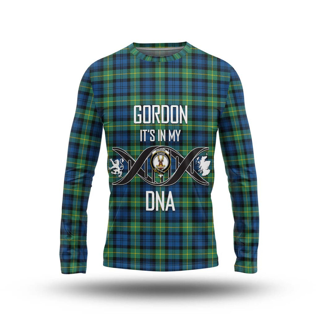 Gordon Ancient Tartan Long Sleeve T-Shirt with Family Crest DNA In Me Style Unisex - Tartanvibesclothing Shop