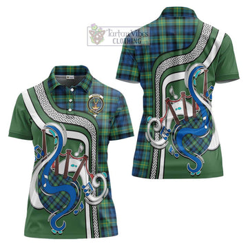 Gordon Ancient Tartan Women's Polo Shirt with Epic Bagpipe Style