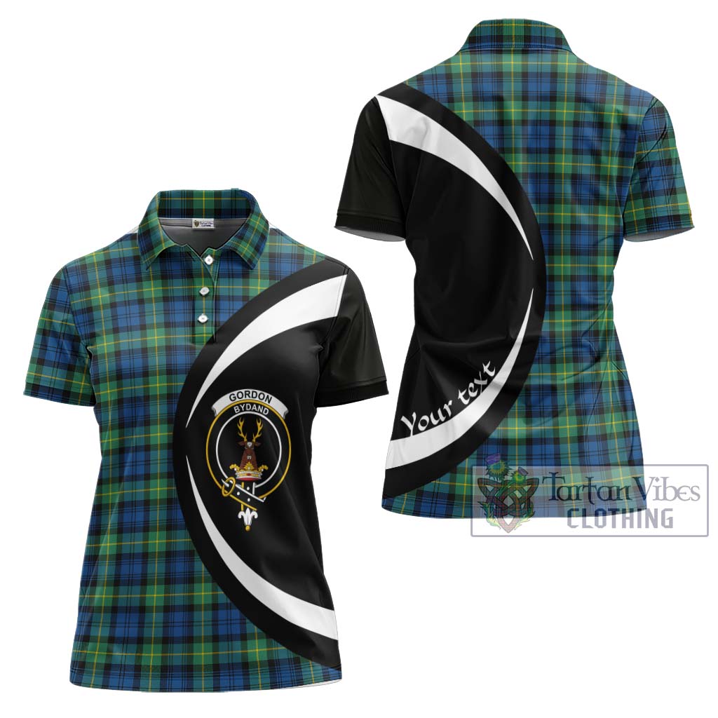 Tartan Vibes Clothing Gordon Ancient Tartan Women's Polo Shirt with Family Crest Circle Style