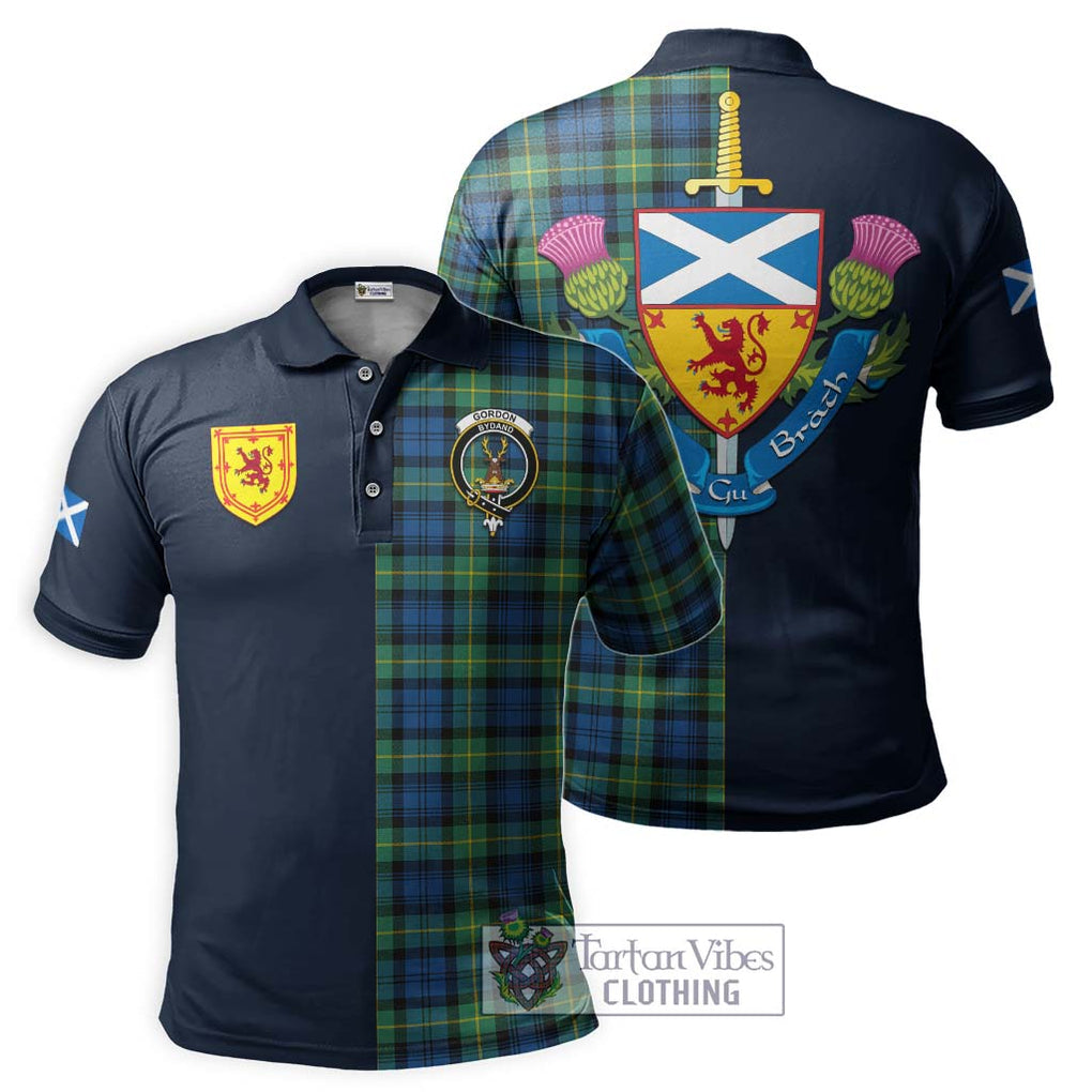 Tartan Vibes Clothing Gordon Ancient Tartan Polo Shirt with Scottish Lion Royal Arm Half Style