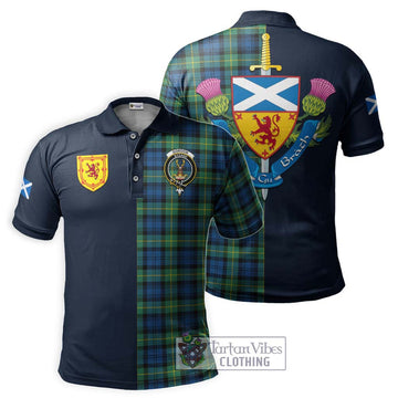 Gordon Ancient Tartan Polo Shirt Alba with Scottish Lion Royal Arm Half Style