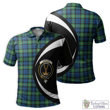 Gordon Ancient Tartan Men's Polo Shirt with Family Crest Circle Style
