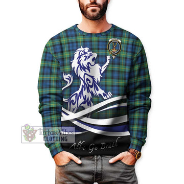 Gordon Ancient Tartan Sweatshirt with Alba Gu Brath Regal Lion Emblem