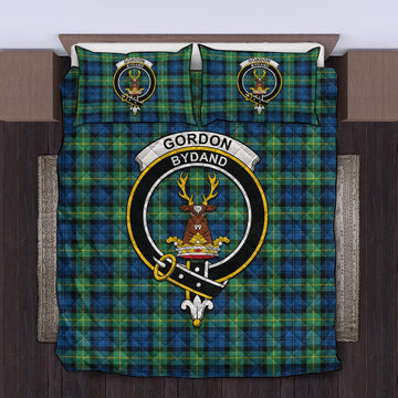 Gordon Ancient Tartan Quilt Bed Set with Family Crest