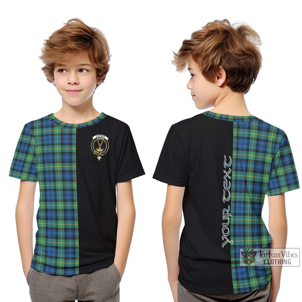 Gordon Ancient Tartan Kid T-Shirt with Family Crest and Half Of Me Style Youth XL Size14 - Tartanvibesclothing Shop