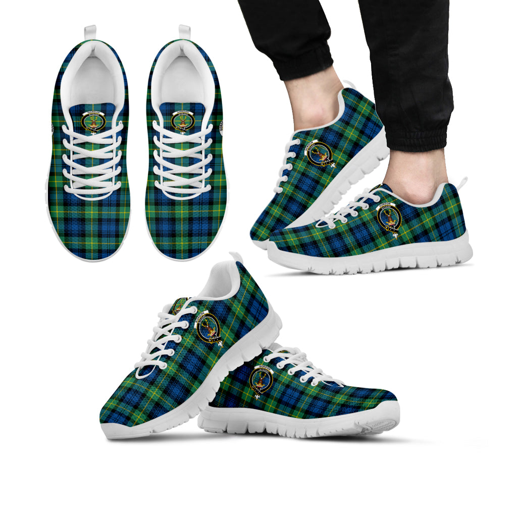 Gordon Ancient Tartan Sneakers with Family Crest Kid's Sneakers - Tartan Vibes Clothing