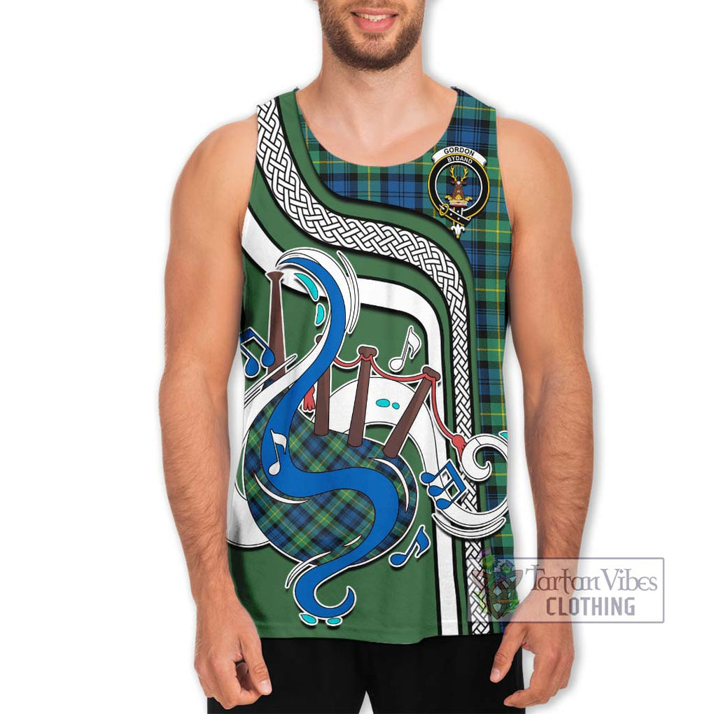 Gordon Ancient Tartan Men's Tank Top with Epic Bagpipe Style Men - Tartanvibesclothing Shop