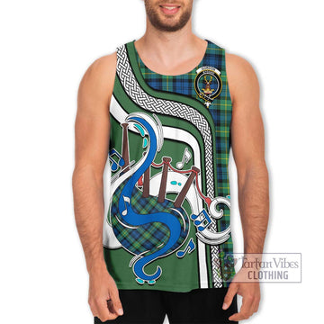 Gordon Ancient Tartan Men's Tank Top with Epic Bagpipe Style