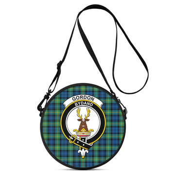 Gordon Ancient Tartan Round Satchel Bags with Family Crest