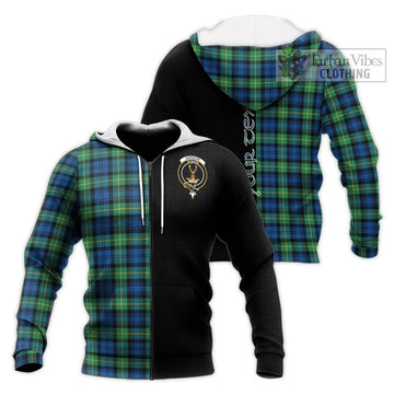 Gordon Ancient Tartan Knitted Hoodie with Family Crest and Half Of Me Style