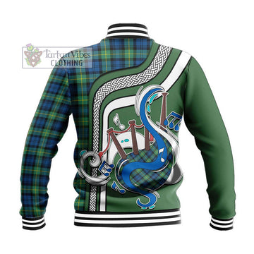 Gordon Ancient Tartan Baseball Jacket with Epic Bagpipe Style