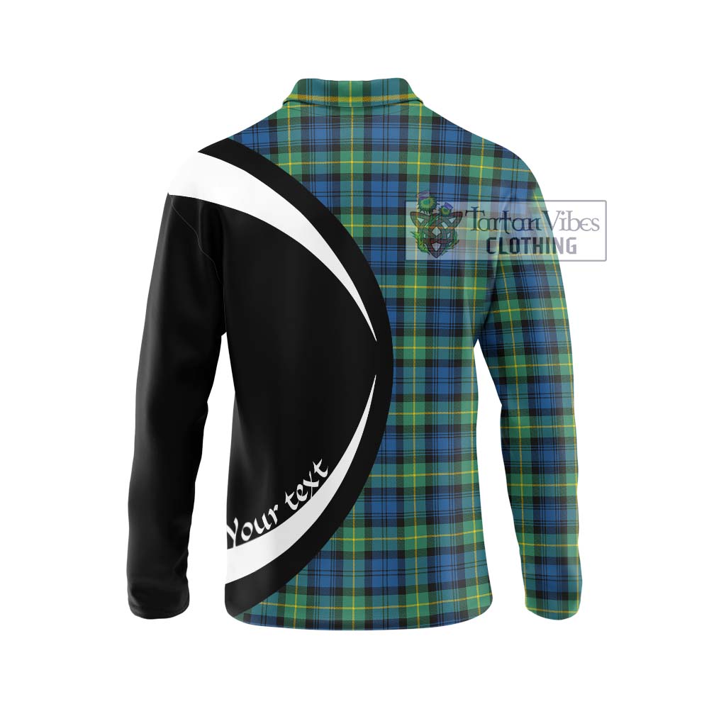 Gordon Ancient Tartan Long Sleeve Polo Shirt with Family Crest Circle Style - Tartan Vibes Clothing