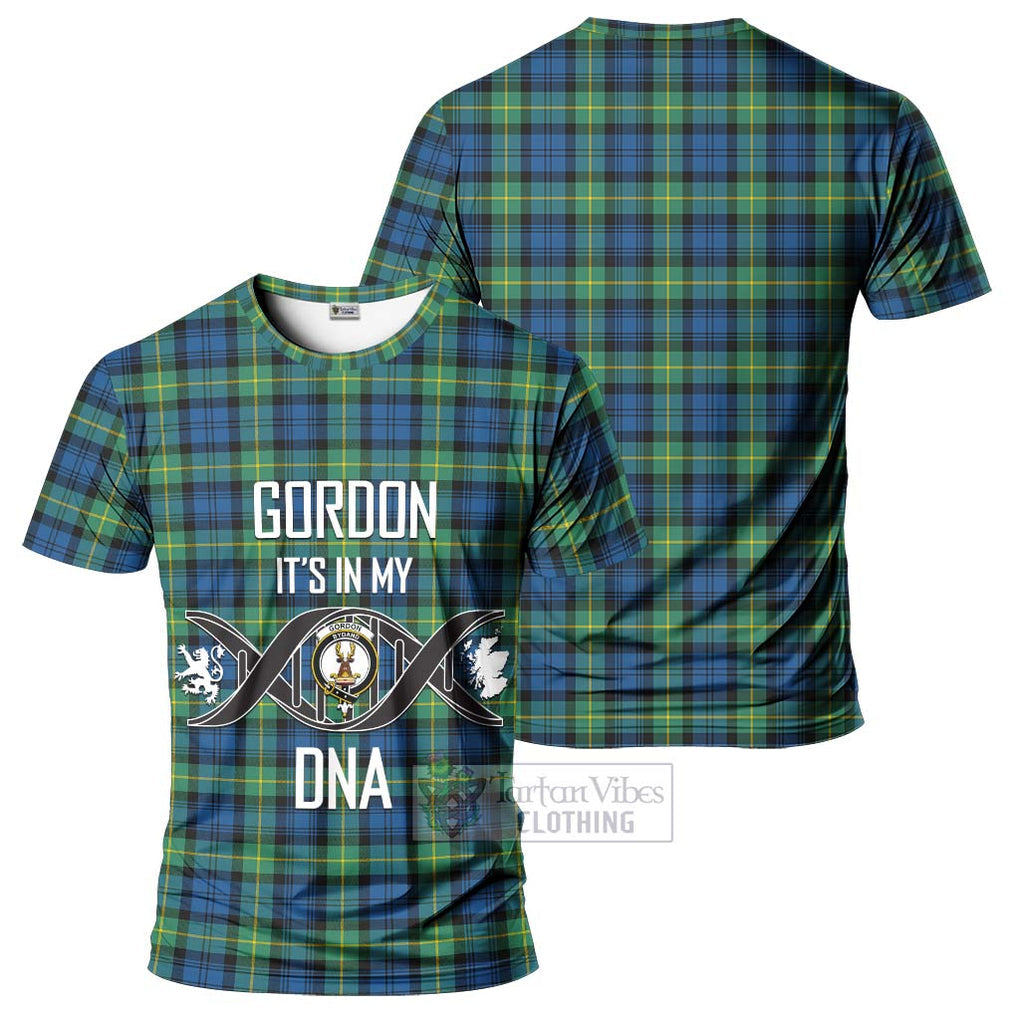 Gordon Ancient Tartan T-Shirt with Family Crest DNA In Me Style - Tartan Vibes Clothing