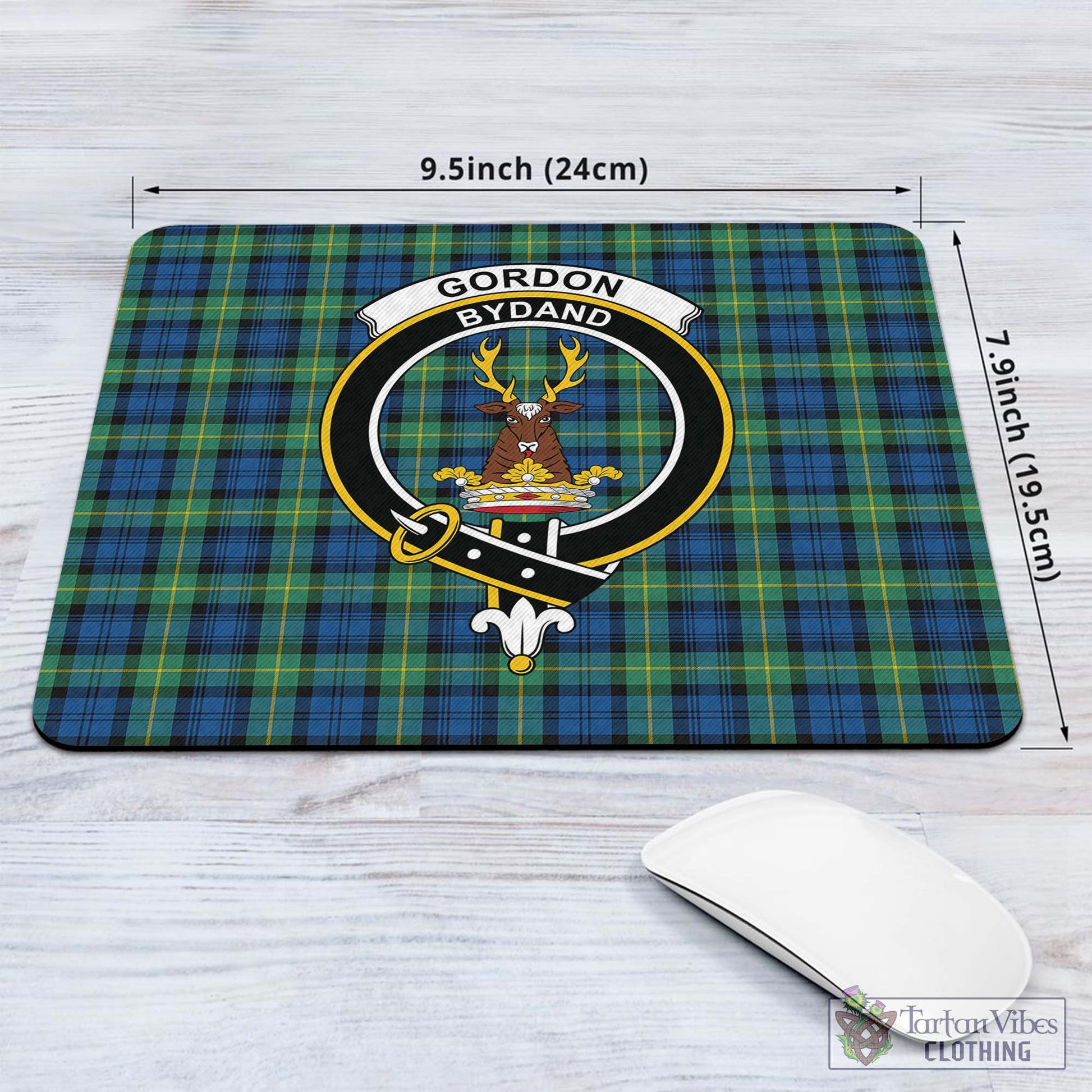 Tartan Vibes Clothing Gordon Ancient Tartan Mouse Pad with Family Crest