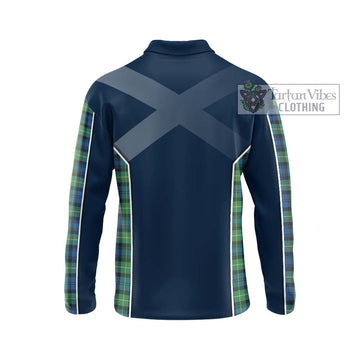 Gordon Ancient Tartan Long Sleeve Polo Shirt with Family Crest and Lion Rampant Vibes Sport Style