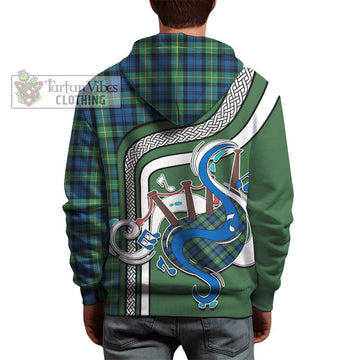 Gordon Ancient Tartan Hoodie with Epic Bagpipe Style