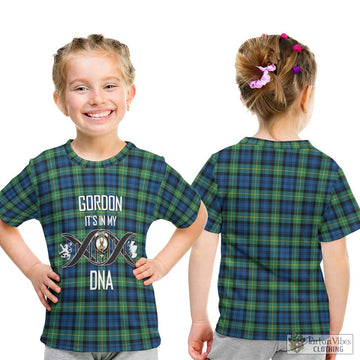 Gordon Ancient Tartan Kid T-Shirt with Family Crest DNA In Me Style