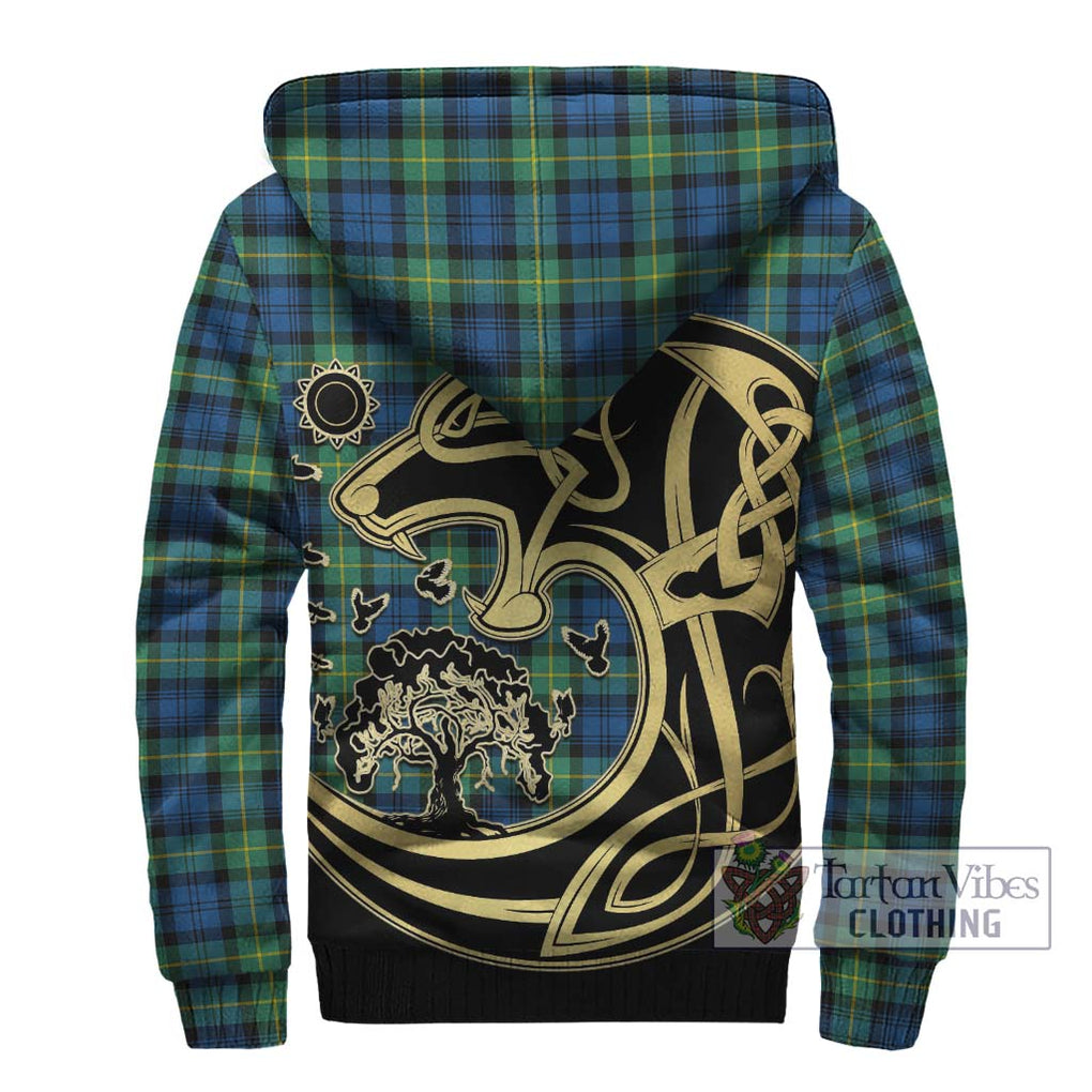 Gordon Ancient Tartan Sherpa Hoodie with Family Crest Celtic Wolf Style - Tartan Vibes Clothing