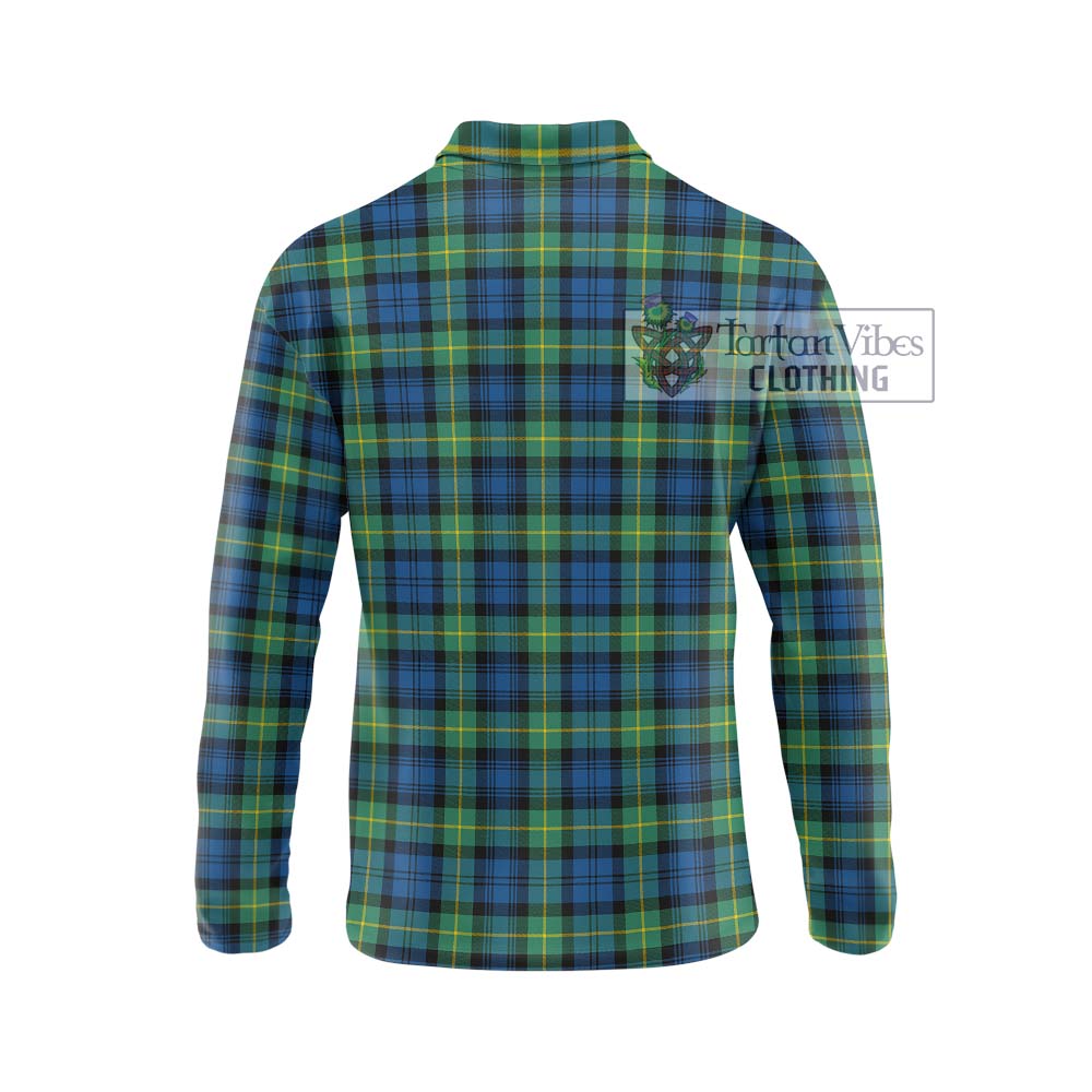 Gordon Ancient Tartan Long Sleeve Polo Shirt with Family Crest DNA In Me Style - Tartanvibesclothing Shop