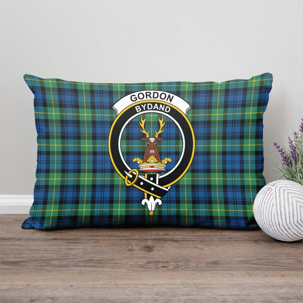 Gordon Ancient Tartan Pillow Cover with Family Crest Rectangle Pillow Cover - Tartanvibesclothing