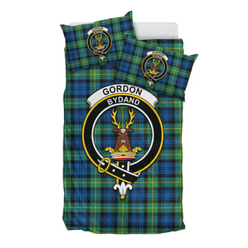 Gordon Ancient Tartan Bedding Set with Family Crest