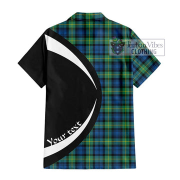 Gordon Ancient Tartan Short Sleeve Button Up with Family Crest Circle Style